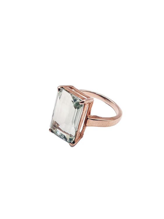 green amethyst ring rose plated