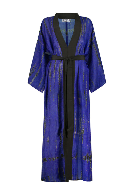 blue tie dye dress silk