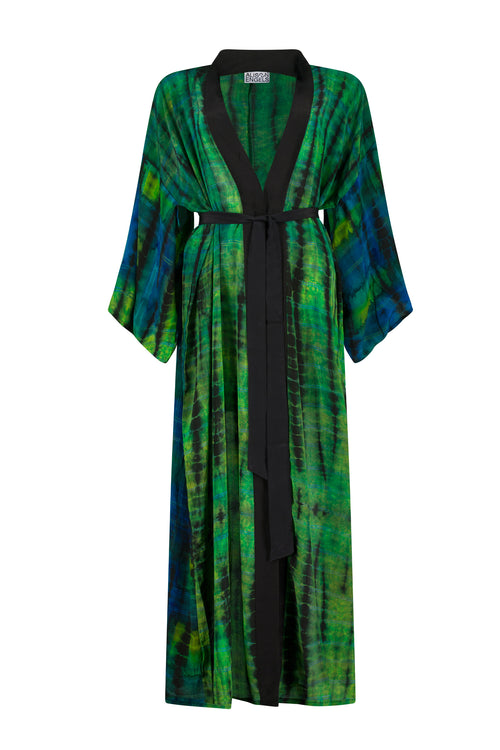 green psychedelic kimono dress