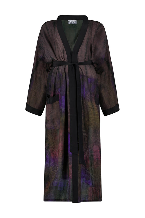 long sleeve kimono brown
