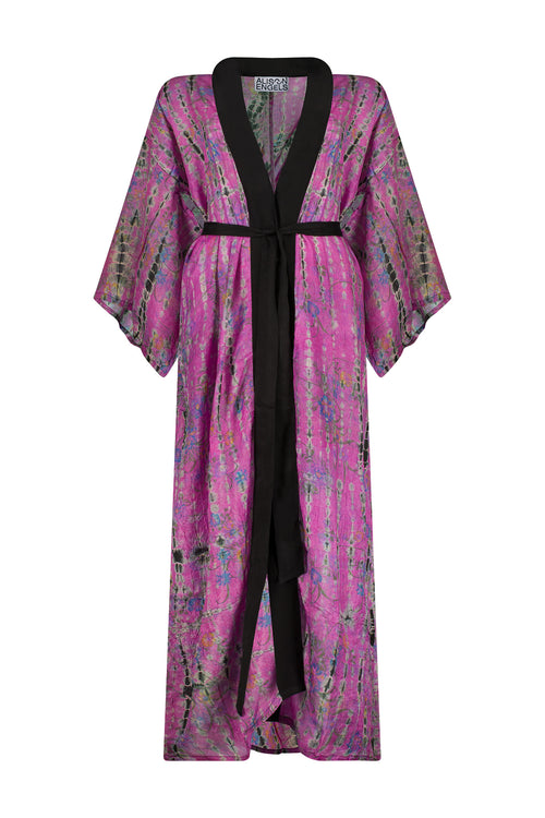 pink print kimono silk