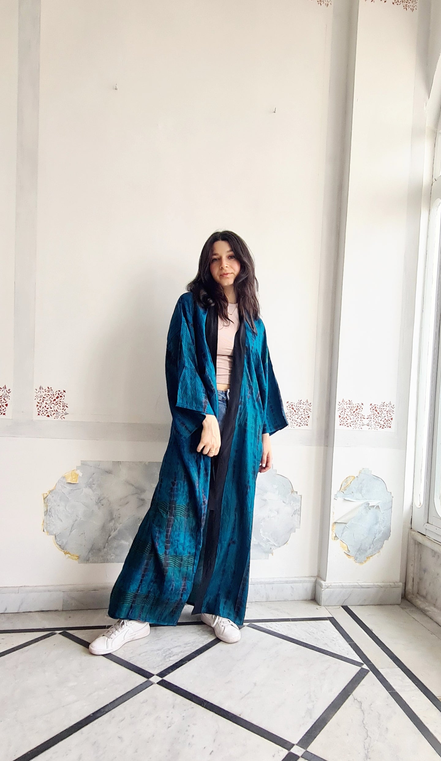 turquoise silk kimono