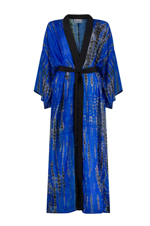 Blue silk kimono