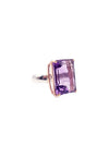 ring big amethyst stone on silver rose gold